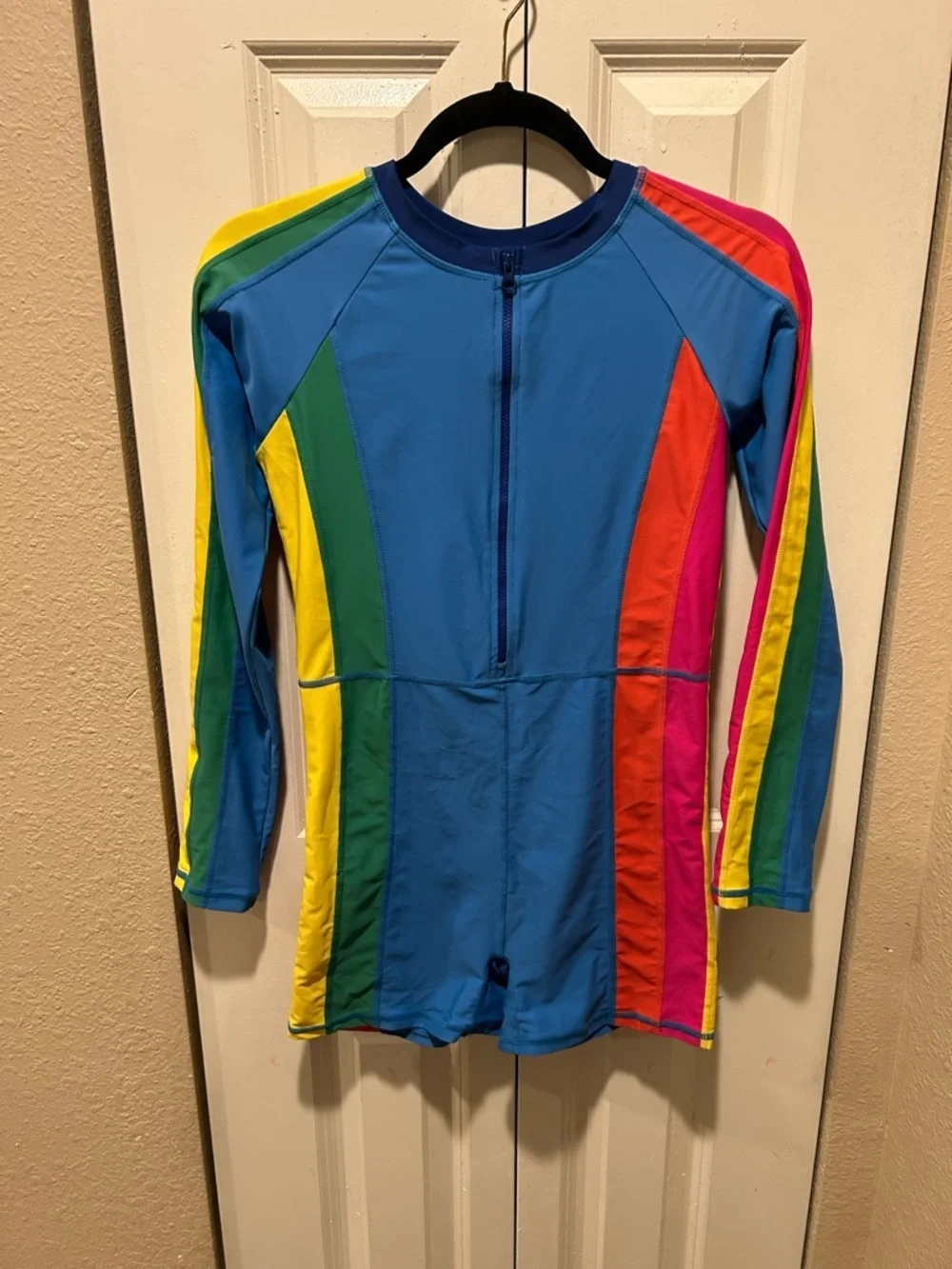 Hanna Anderson Rashguard Long Sleeve Swimsuit One Piece Rainbow , 14-16 years